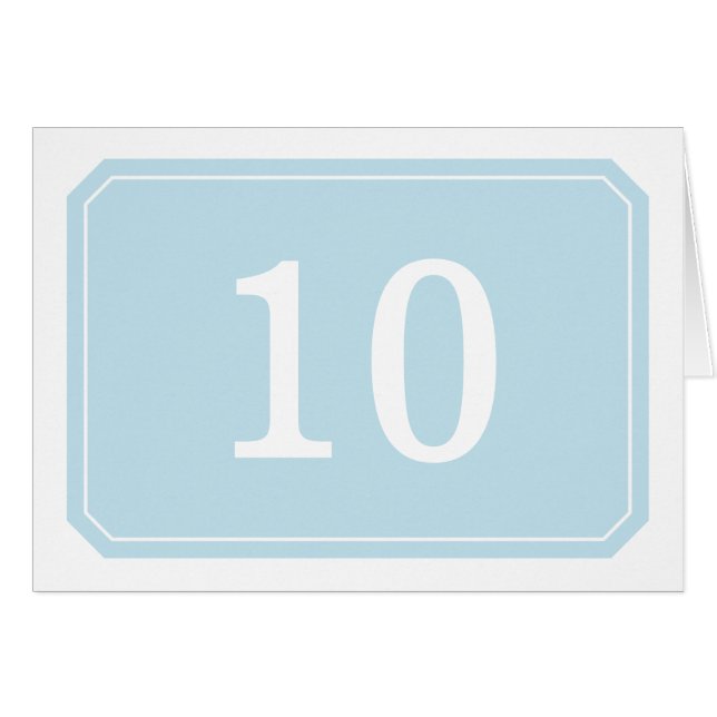 Carte de numéro de table simple et élégante bleu (Devant Horizontal)