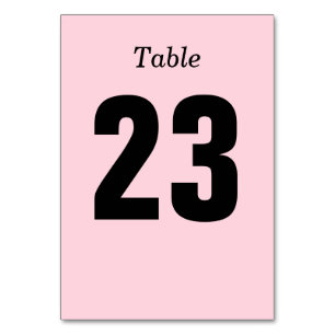 Carte de numéro de table simple, rose et noire