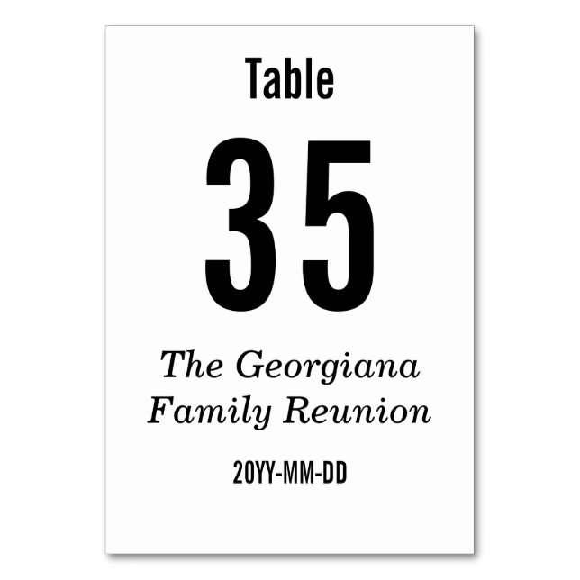 Carte de numéro de table simple, simple et sous-es (Par défaut)