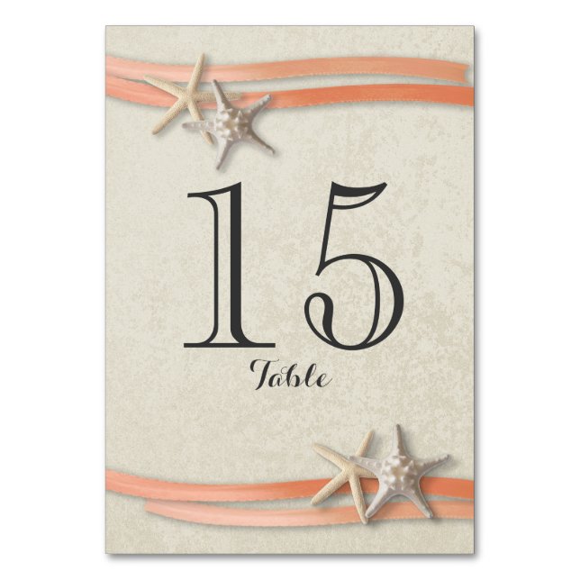 Carte de numéro de table Starfish and Coral Ribbon (Par défaut)