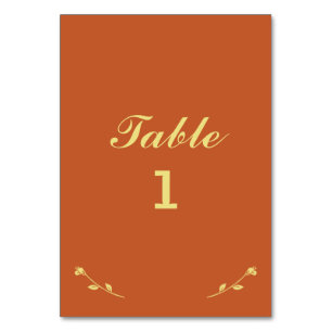 Carte de numéro de table Terracotta et Gold
