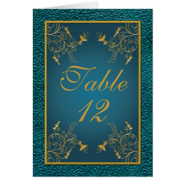 Carte de numéro de table Turquoise Gold (Devant)