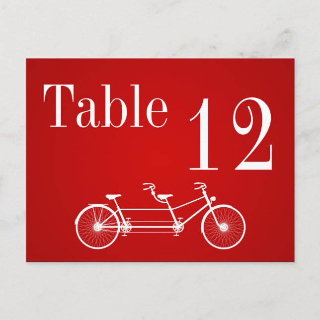 Carte de Numéro de Table Vélo Double Rouge Fantais (Devant)