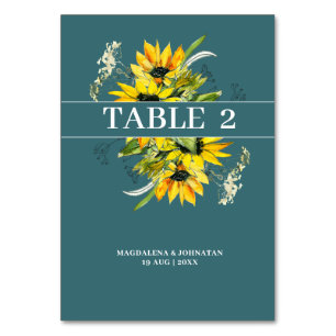 Carte de numéro de table verte Sunflower Smokey