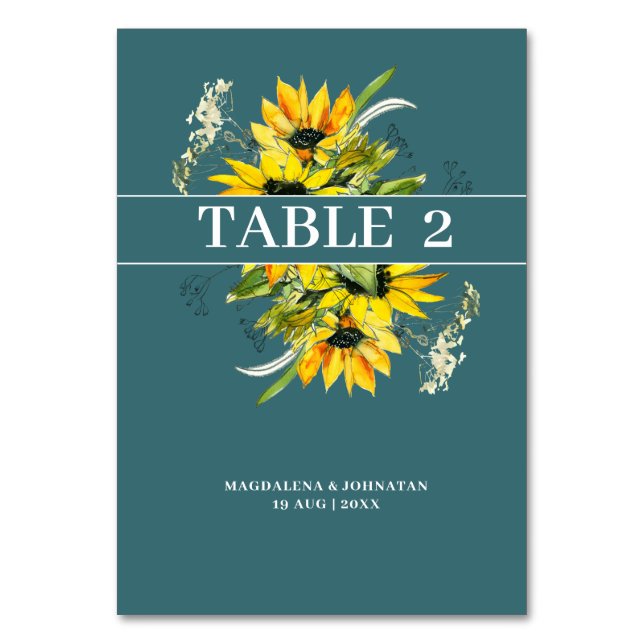 Carte de numéro de table verte Sunflower Smokey (Par défaut)