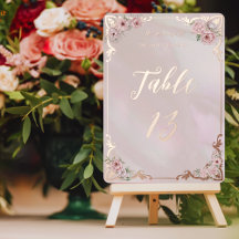 Carte de numéro de table vintage Blush Peony