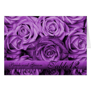 Carte de numéro de table vintage Violet Roses