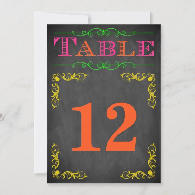 Carte de numéro de tableau 5x7 | Tableau de bord n (Devant)