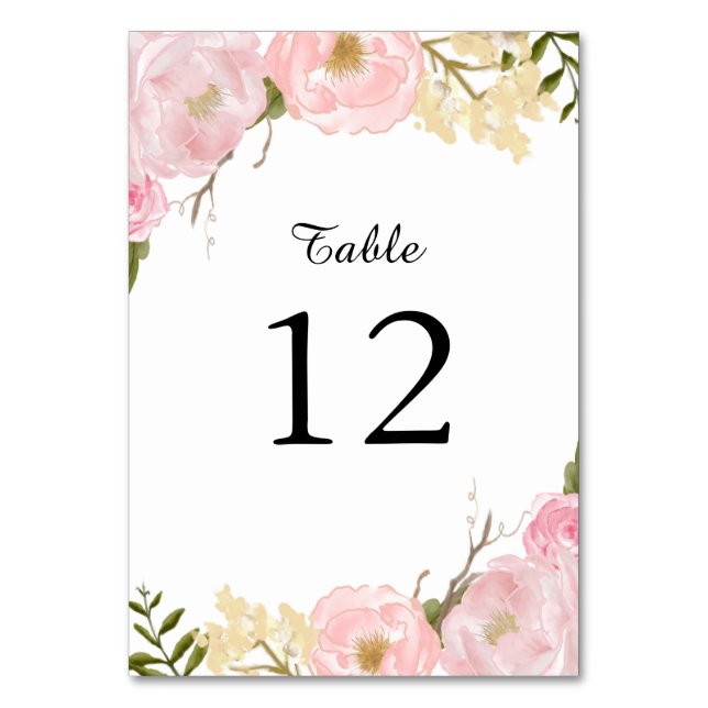 Carte de numéro de tableau blanc floral blanc (Par défaut)