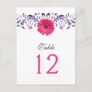 Carte de numéro de tableau de Gerbera rose marguer
