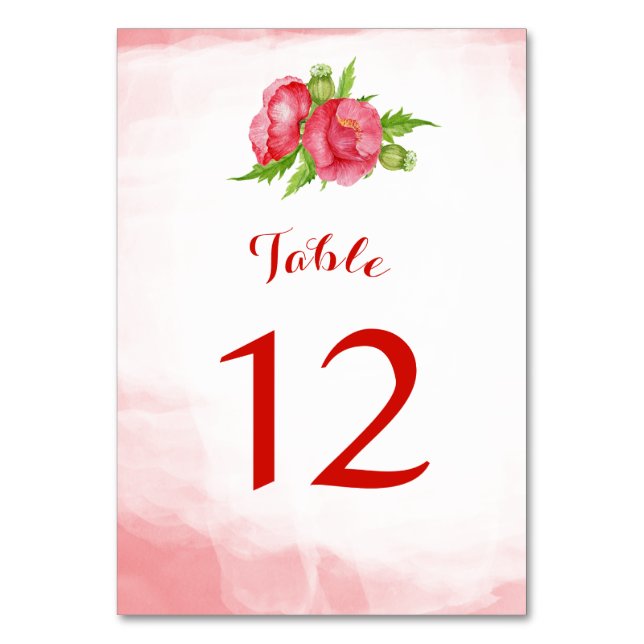 Carte de numéro de tableau de la fleur d'aquarelle (Par défaut)