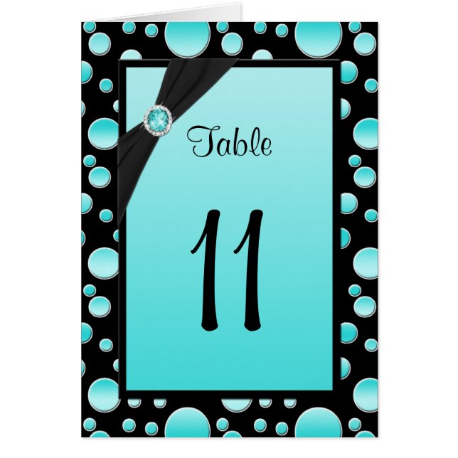 Carte de numéro de tableau de points Aqua et Black (Devant)