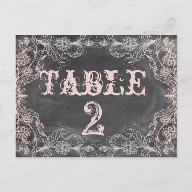 Carte de numéro de tableau de tableau rose antique (Devant)