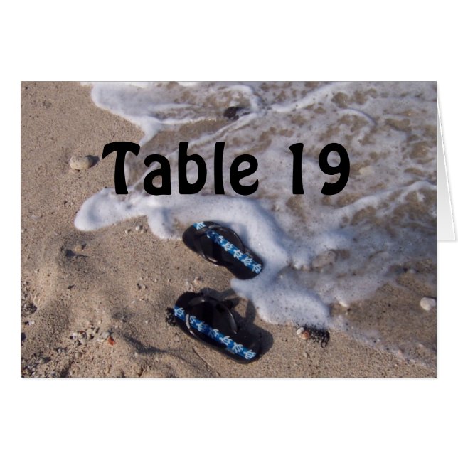 Carte de numéro de tableau des sandales à tongs de (Devant Horizontal)