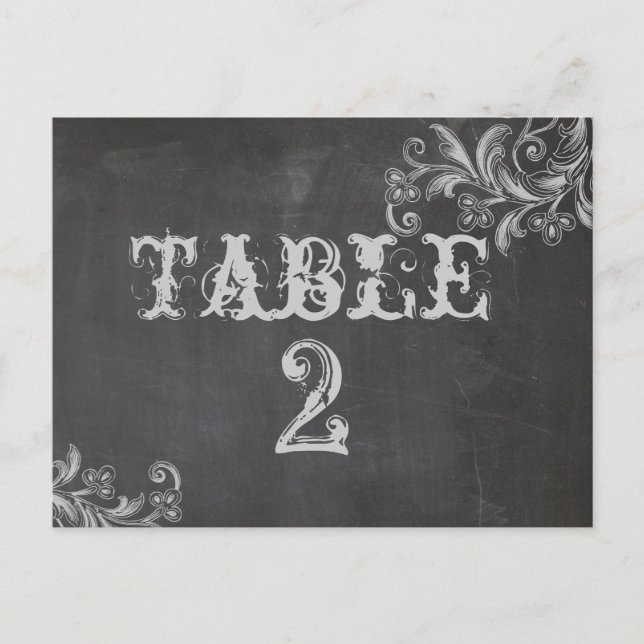 Carte de numéro de tableau floral de tableau de bo (Devant)