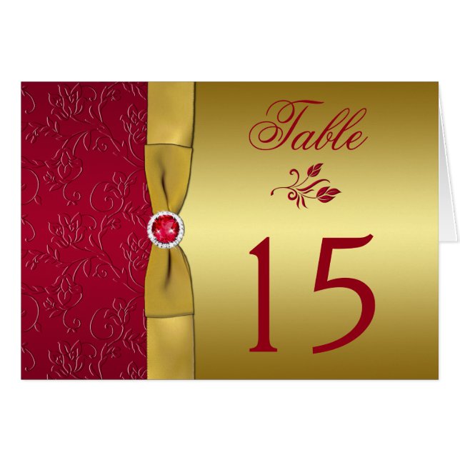 Carte de numéro de tableau imprimé RIBBON Red, Gol (Devant Horizontal)