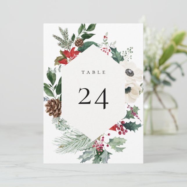 Carte de numéro de tableau végétal d'hiver (Debout devant)