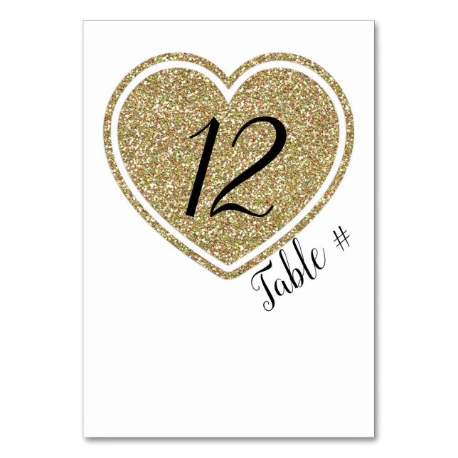 Carte de numéro du Mariage Gold Heart (Par défaut)
