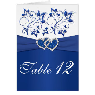 Carte de numéro Royal Blue and White Table