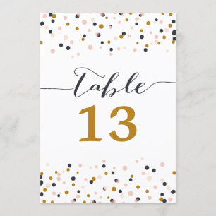 Carte de numéros de table à points de confettis ro