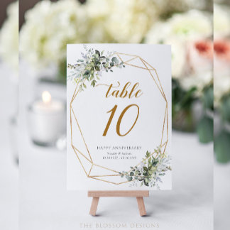 Carte de numéros de table d'anniversaire de verdur