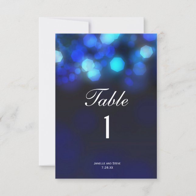 Carte de numéros de table de mariage avec ciel ble (Devant)