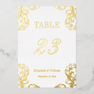 Carte de numéros de table en damasquinage à plaqua