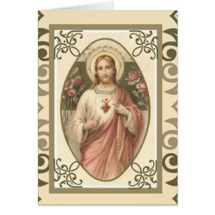 Carte de offre de masse catholique de coeur sacré