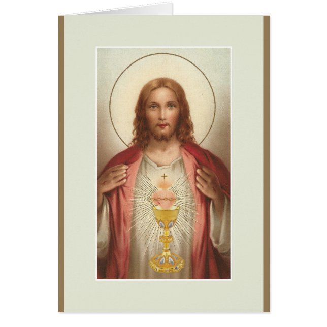 Carte de offre de masse catholique de coeur sacré (Devant)