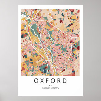 Carte de Oxford Angleterre | Affiches d'art mural
