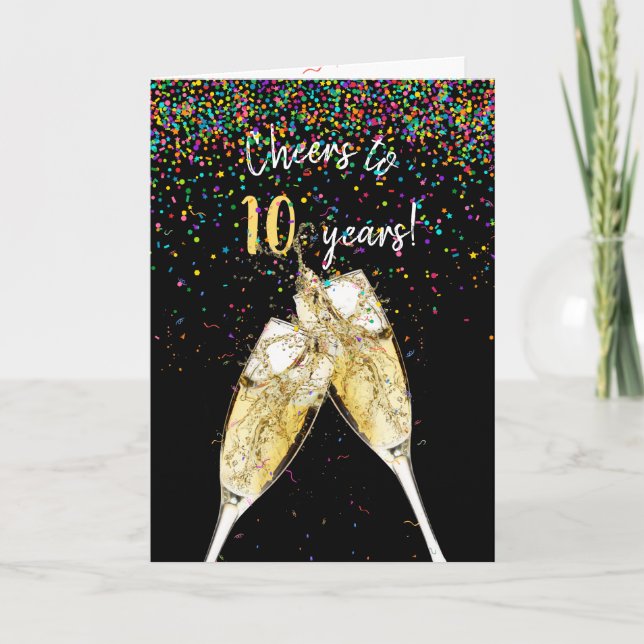 Carte de pain au champagne 10e anniversaire (Devant)
