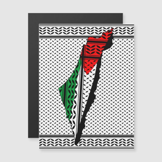 Carte de Palestine avec drapeau et Motif Keffiyeg (Devant / Derrière)