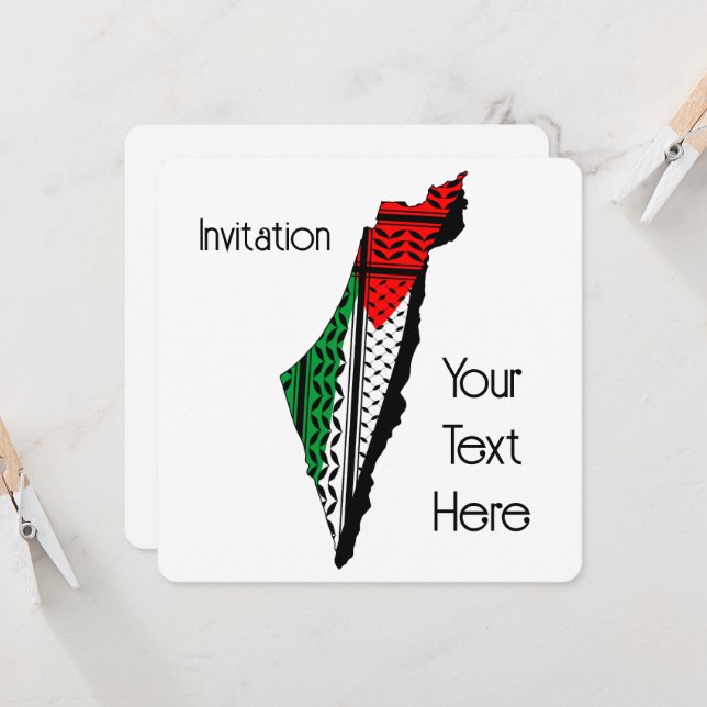 Carte de Palestine avec drapeau et Motif Keffiyeg (Devant/Arrière en situation)