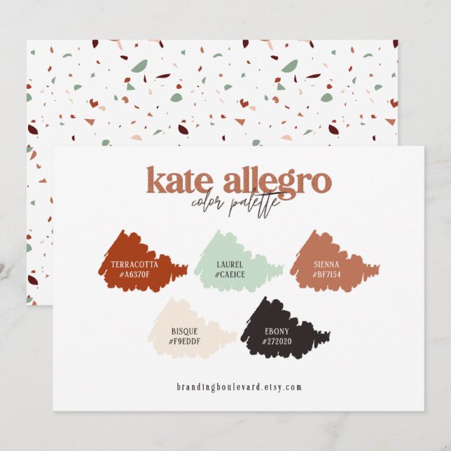 Carte de palette de couleurs beige Terre cuite brû (Devant / Derrière)