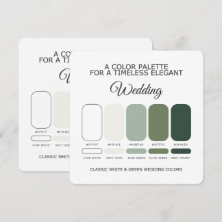 Carte de palette de couleurs de mariage blanc et v
