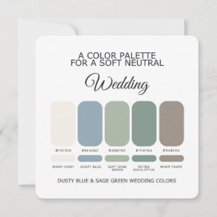 Carte de Palette de Couleurs de Mariage Bleu Pouss