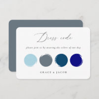 Carte de palette de couleurs de mariage bleu pouss