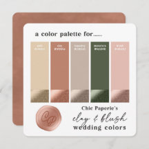 Carte de Palette de Couleurs de Mariage Clay & Blu