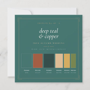 Carte de palette de couleurs de mariage Deep Teal 