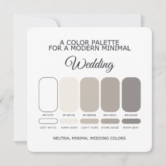 Carte de Palette de Couleurs de Mariage Minimalist