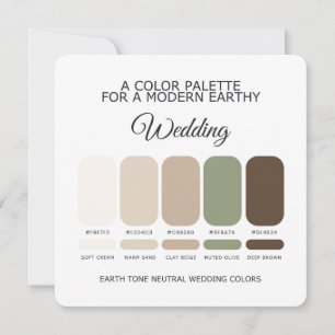 Carte de Palette de Couleurs de Mariage Neutre Ton