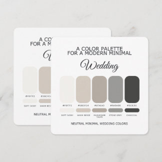 Carte de Palette de Couleurs de Mariage Neutres