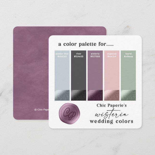 Carte de palette de couleurs de mariage printemps  (Devant / Derrière)