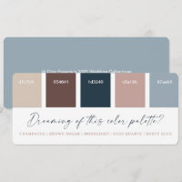 Carte de palette de couleurs de mariage Rose Gold