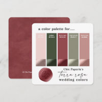 Carte de Palette de Couleurs de Mariage Rose Terra