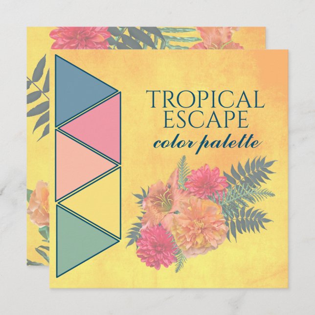 Carte de palette de couleurs de mariage Tropical E (Devant / Derrière)