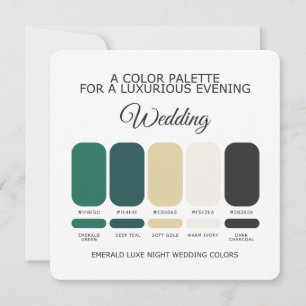 Carte de Palette de Couleurs de Mariage Vert Émera