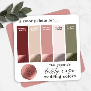 Carte de palette de couleurs de mariage vin rosé p