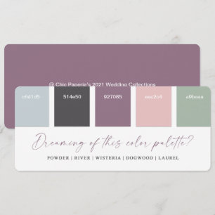 Carte de palette de couleurs de mariage violet et 