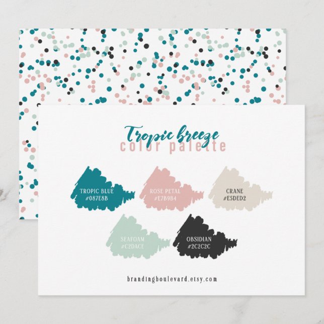 Carte de palette de couleurs sarcelle menthe gris  (Devant / Derrière)